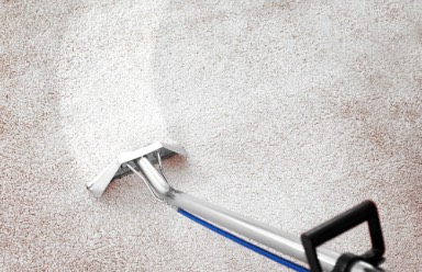 white carpet being cleaned